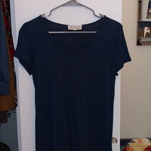 Navy blue cross neck tee